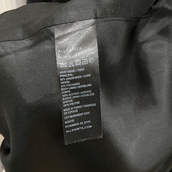 All Saints City Monument Coat - Dark Gray - Size US8 - GUC - Picture 8 of 8